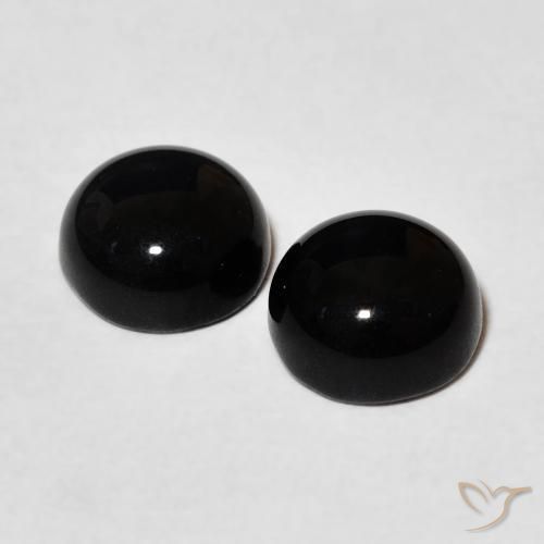 Gemas de Ónix Negro natural de 2.64 ct, Redondo, Opaco