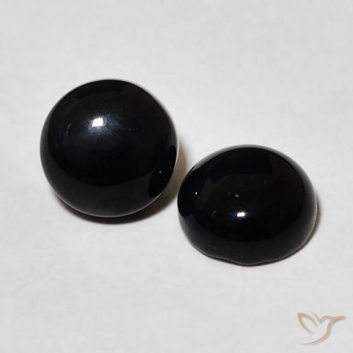 Gemas de Ónix Negro natural de 2.90 ct, Redondo, Opaco