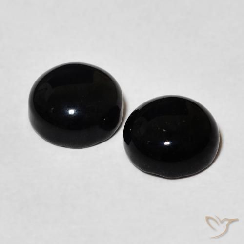 Gemas de Ónix Negro natural de 2.90 ct, Redondo, Opaco