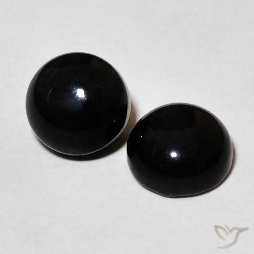 Gemas de Ónix Negro natural de 3.11 ct, Redondo, Opaco