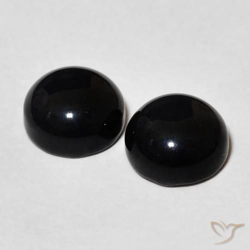 Gemas de Ónix Negro natural de 3.11 ct, Redondo, Opaco