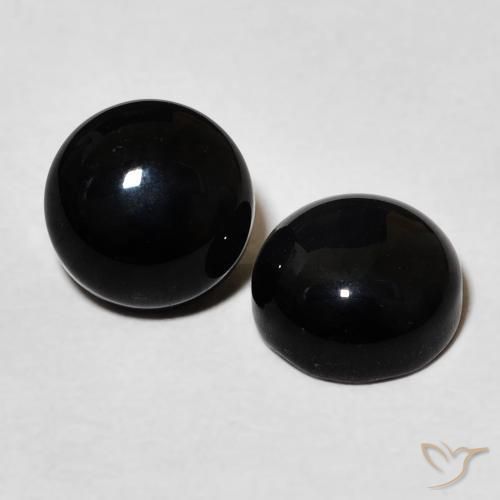 Gemas de Ónix Negro natural de 3.36 ct, Redondo, Opaco