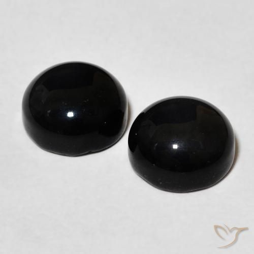 Gemas de Ónix Negro natural de 3.36 ct, Redondo, Opaco