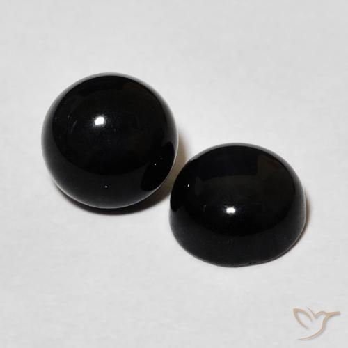 Gemas de Ónix Negro natural de 2.65 ct, Redondo, Opaco