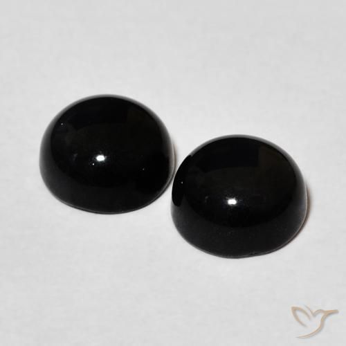 Gemas de Ónix Negro natural de 2.65 ct, Redondo, Opaco