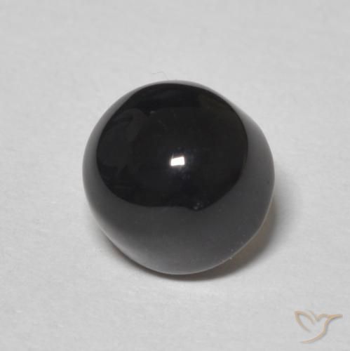 Ónix Negro natural de 1.43 ct, Redondo, Opaco