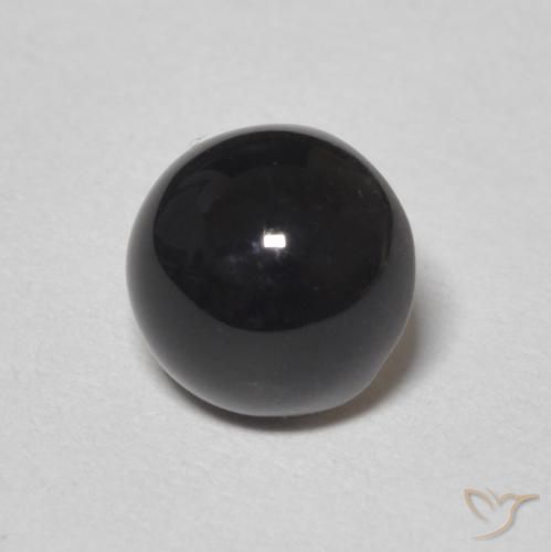 Ónix Negro natural de 1.16 ct, Redondo, Opaco