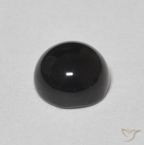 Ónix Negro natural de 1.16 ct, Redondo, Opaco