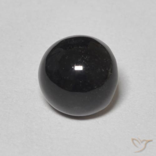 Ónix Negro natural de 1.12 ct, Redondo, Opaco