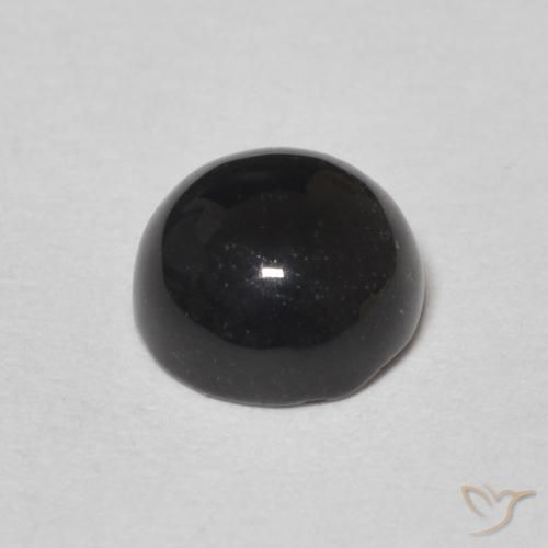 Ónix Negro natural de 1.12 ct, Redondo, Opaco
