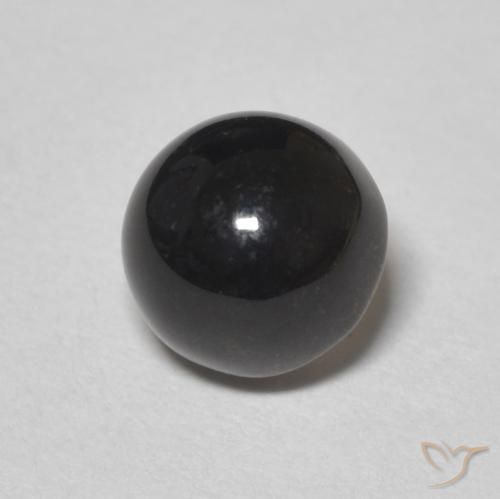 Ónix Negro natural de 1.24 ct, Redondo, Opaco