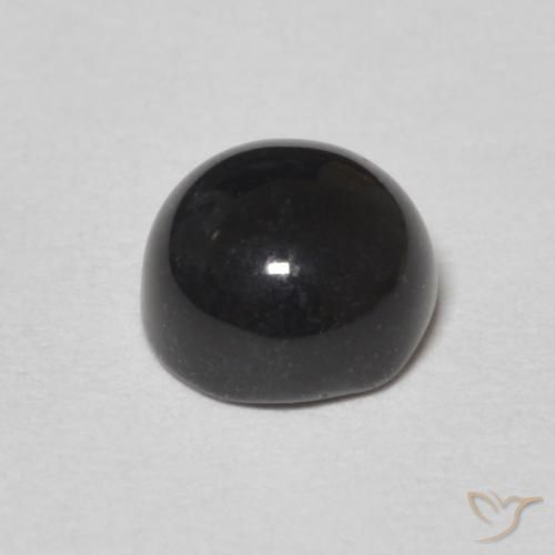 Ónix Negro natural de 1.24 ct, Redondo, Opaco