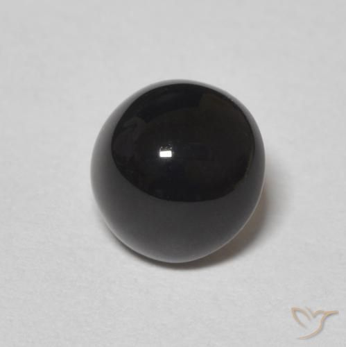 Ónix Negro natural de 1.03 ct, Redondo, Opaco