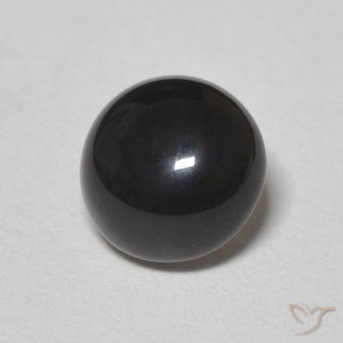Ónix Negro natural de 1.08 ct, Redondo, Opaco
