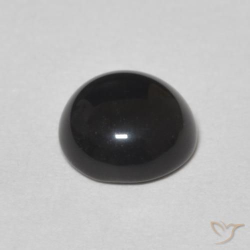 Ónix Negro natural de 1.08 ct, Redondo, Opaco