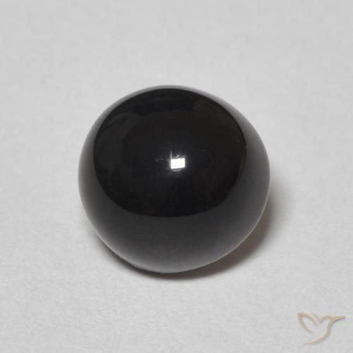 Ónix Negro natural de 1.31 ct, Redondo, Opaco