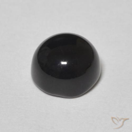 Ónix Negro natural de 1.31 ct, Redondo, Opaco