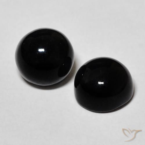 Gemas de Ónix Negro natural de 2.58 ct, Redondo, Opaco