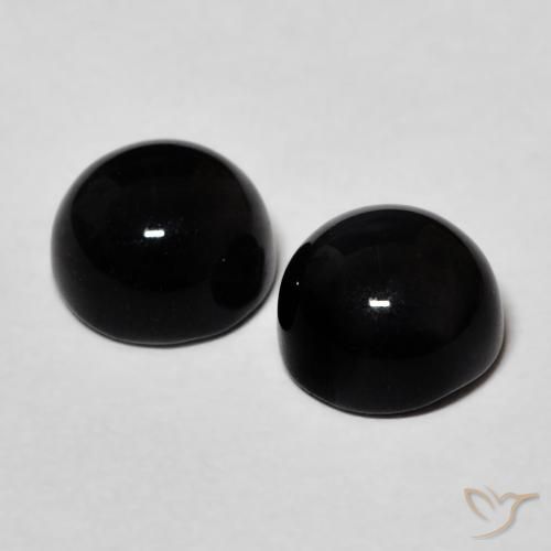 Gemas de Ónix Negro natural de 2.58 ct, Redondo, Opaco