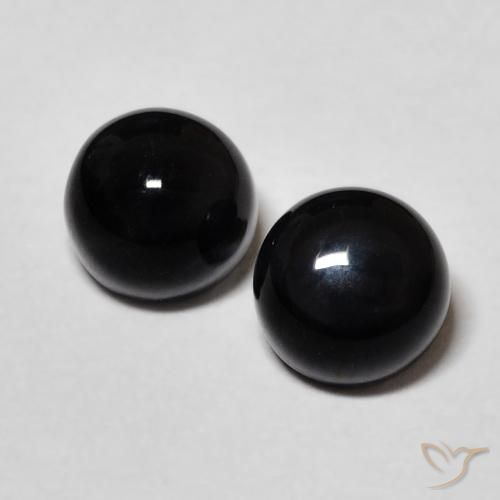Gemas de ónix negro natural de 2,43 ct, corte redondo, opaco