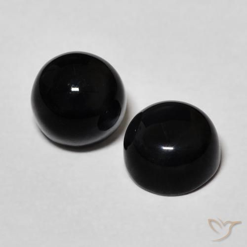 Gemas de ónix negro natural de 2,43 ct, corte redondo, opaco
