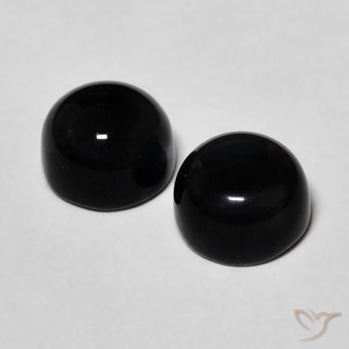 Gemas de ónix negro natural de 2,43 ct, corte redondo, opaco