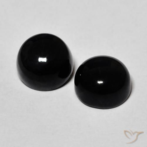Gemas de Ónix Negro natural de 3.20 ct, Redondo, Opaco