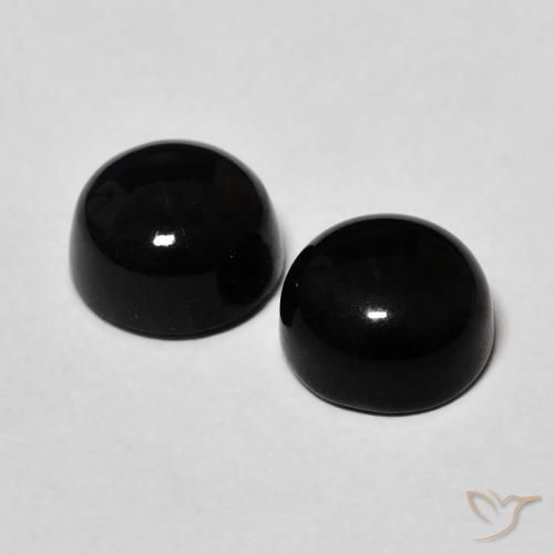 Gemas de Ónix Negro natural de 3.20 ct, Redondo, Opaco