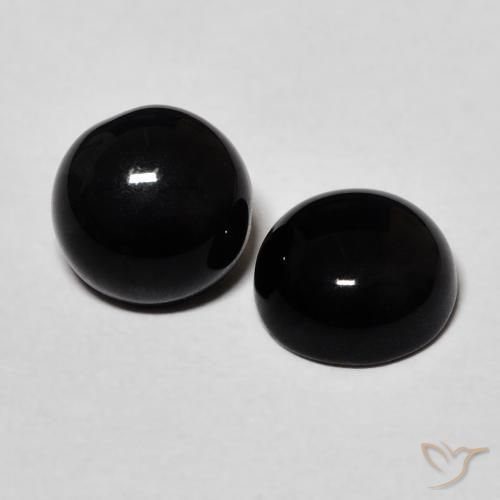 Gemas de Ónix Negro natural de 2.58 ct, Redondo, Opaco