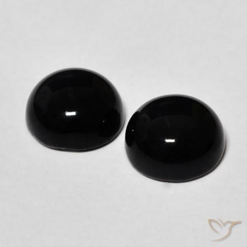 Gemas de Ónix Negro natural de 2.58 ct, Redondo, Opaco