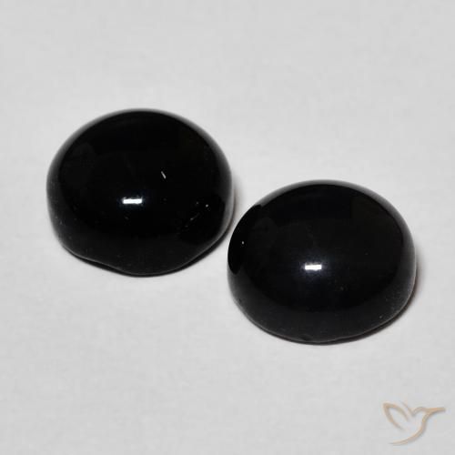 Gemas de Ónix Negro natural de 2.94 ct, Redondo, Opaco
