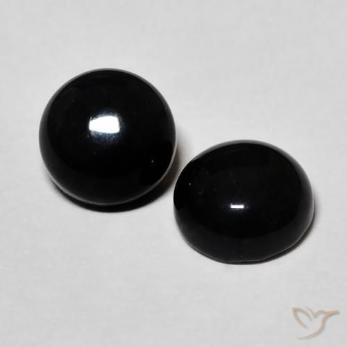 Gemas de Ónix Negro natural de 2.69 ct, Redondo, Opaco