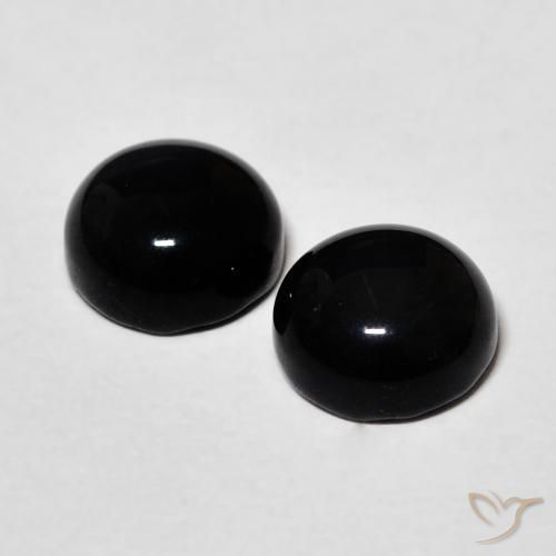 Gemas de Ónix Negro natural de 2.69 ct, Redondo, Opaco