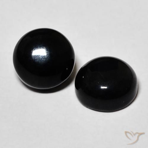 Gemas de Ónix Negro natural de 3.17 ct, Redondo, Opaco