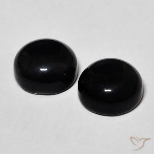 Gemas de Ónix Negro natural de 3.17 ct, Redondo, Opaco
