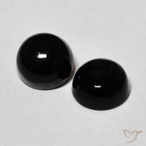 Gemas de Ónix Negro natural de 2.61 ct, Redondo, Opaco