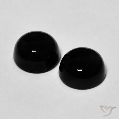 Gemas de Ónix Negro natural de 2.61 ct, Redondo, Opaco