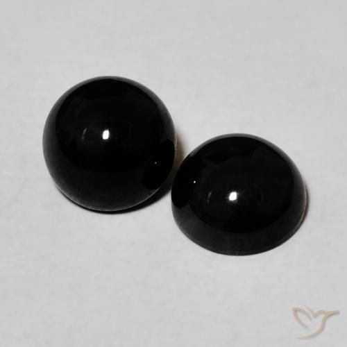 Gemas de Ónix Negro natural de 2.04 ct, Redondo, Opaco