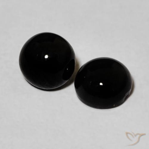 Gemas de Ónix Negro natural de 1.70 ct, Redondo, Opaco