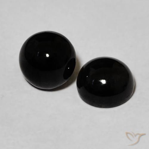 Gemas de Ónix Negro natural de 2.20 ct, Redondo, Opaco