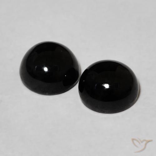Gemas de Ónix Negro natural de 2.20 ct, Redondo, Opaco