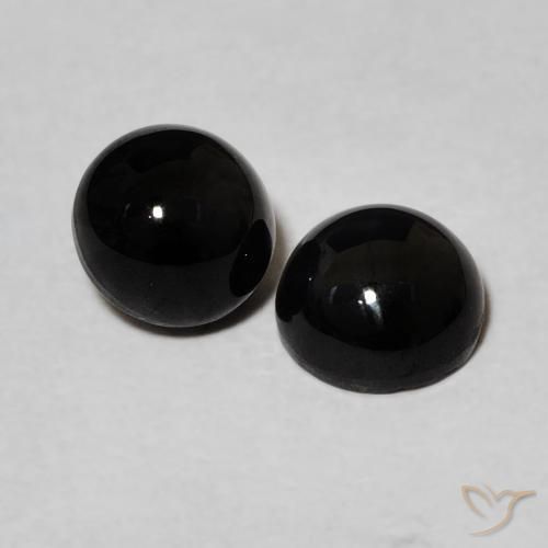 Gemas de Ónix Negro natural de 2.05 ct, Redondo, Opaco