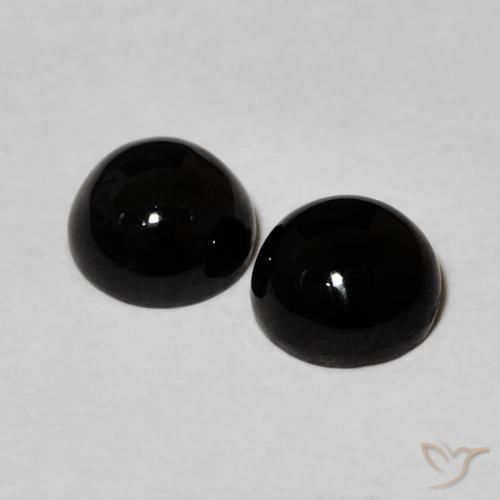Gemas de Ónix Negro natural de 2.05 ct, Redondo, Opaco