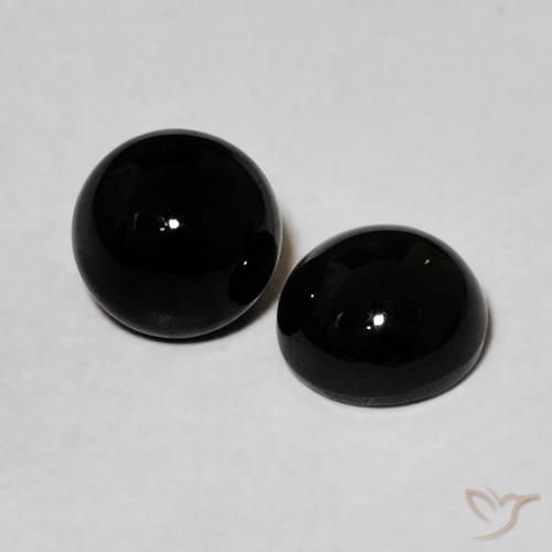 Gemas de Ónix Negro natural de 1.98 ct, Redondo, Opaco
