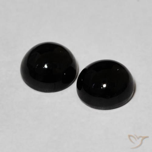 Gemas de Ónix Negro natural de 1.98 ct, Redondo, Opaco