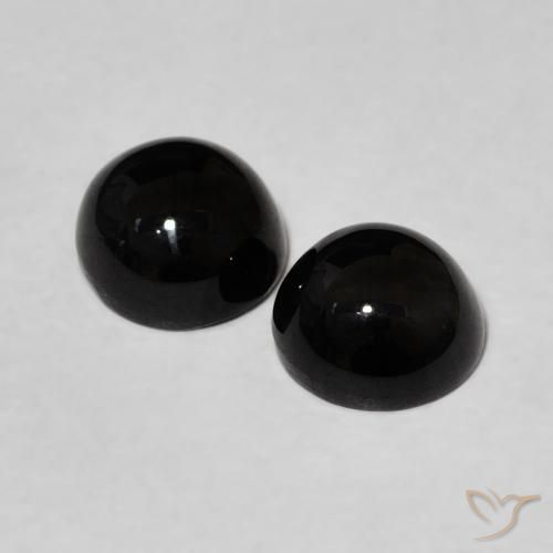 Gemas de Ónix Negro natural de 2.10 ct, Redondo, Opaco
