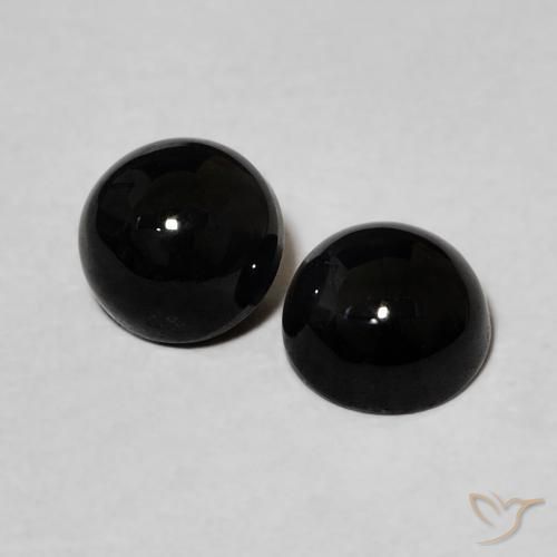 Gemas de Ónix Negro natural de 1.98 ct, Redondo, Opaco
