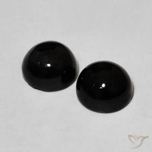Gemas de Ónix Negro natural de 1.98 ct, Redondo, Opaco
