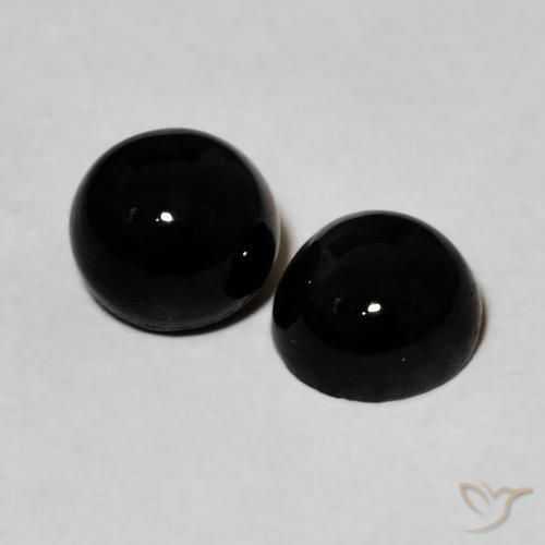 Gemas de Ónix Negro natural de 2.19 ct, Redondo, Opaco