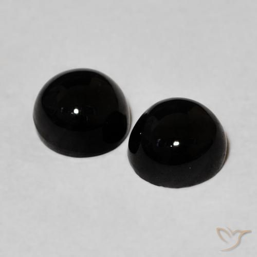 Gemas de Ónix Negro natural de 2.19 ct, Redondo, Opaco